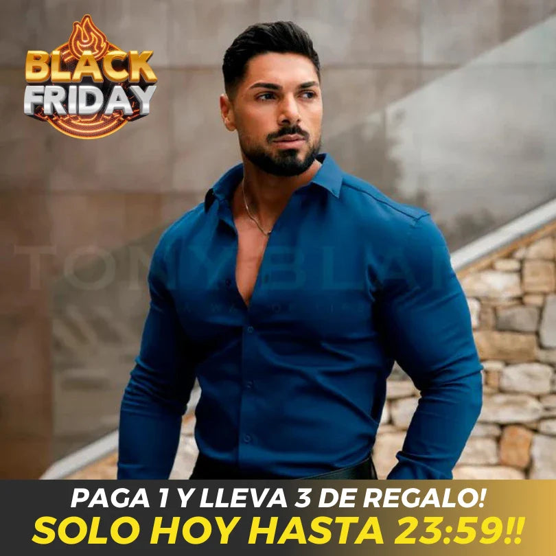 Camisa Manga Larga Unicolor Cuello Mao